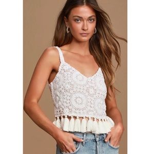 Lulus White Crochet Tank Top
